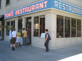 outside of Tom's Restaurant in NYC